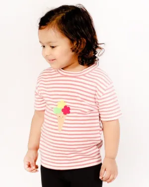 Strawberry Softy Striped Girls Casual Tshirt