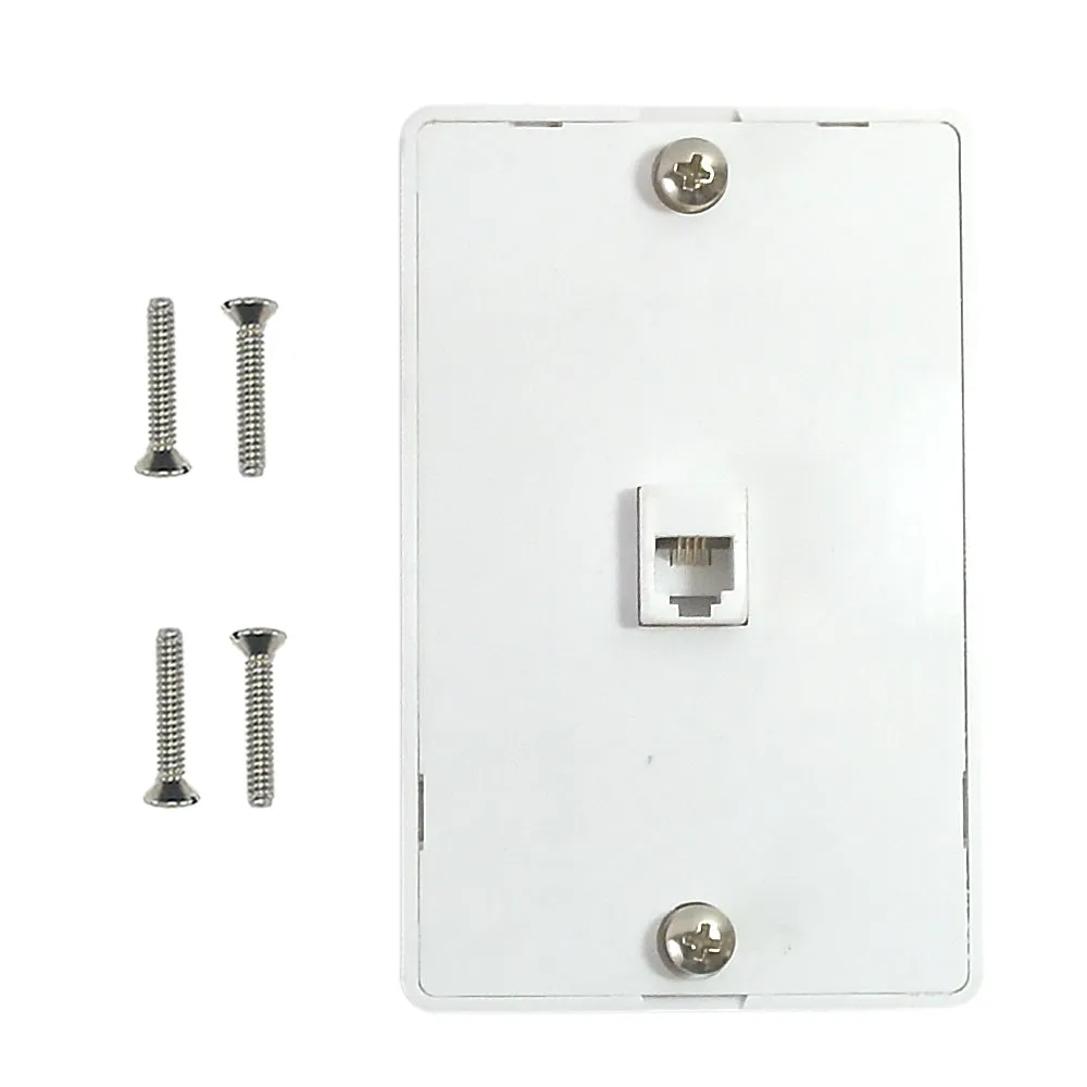 1-Port Telephone Wall Plate with Hanging Hooks - Screw Terminal - White