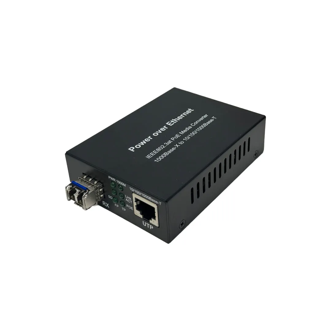 10/100/1000 Singlemode Media Converter 10km LC (1310nm) with PoE 