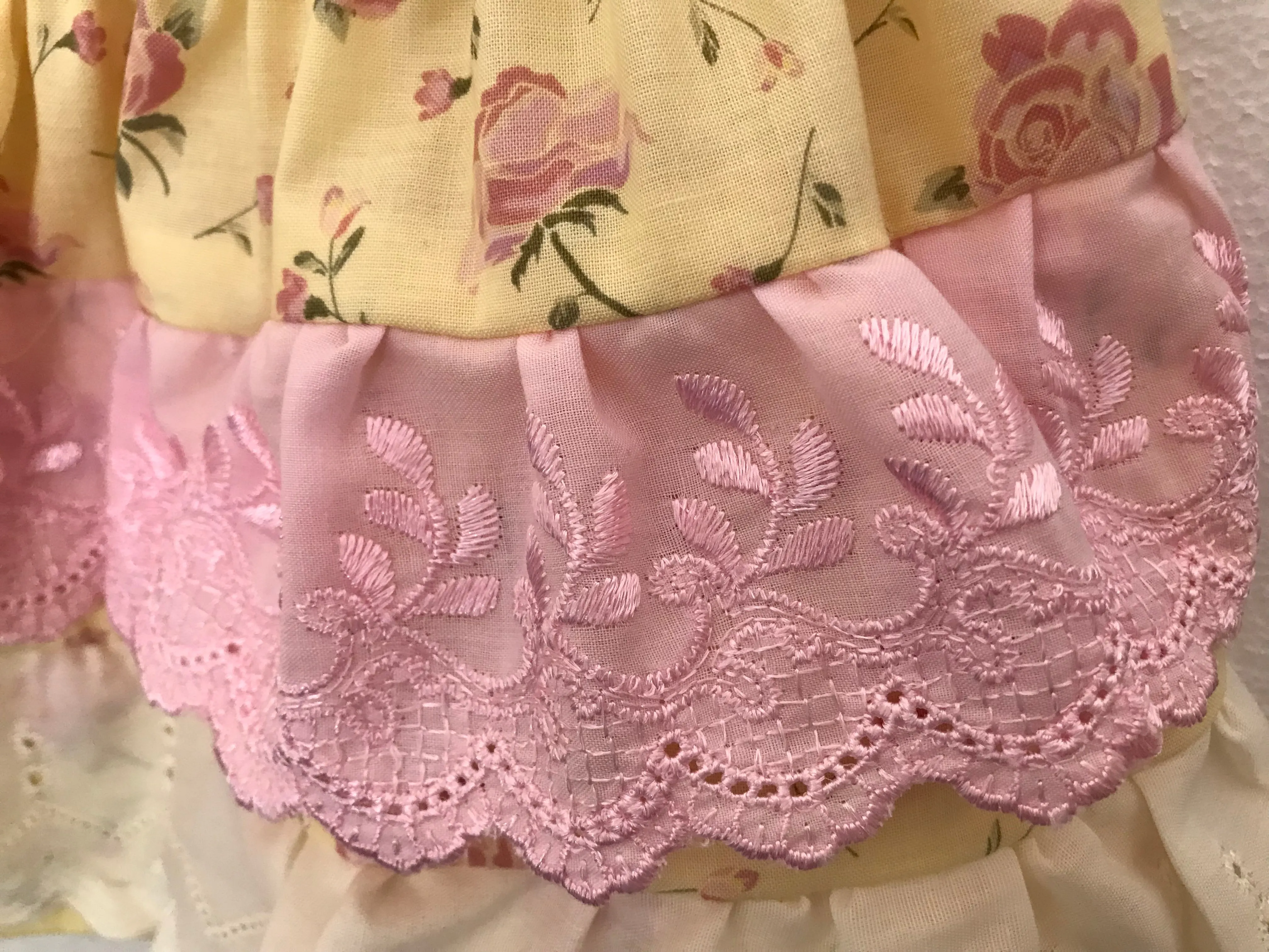 2 Piece Set - Skirt & Slip Ons - Cream with Pink and Yellow Flowers