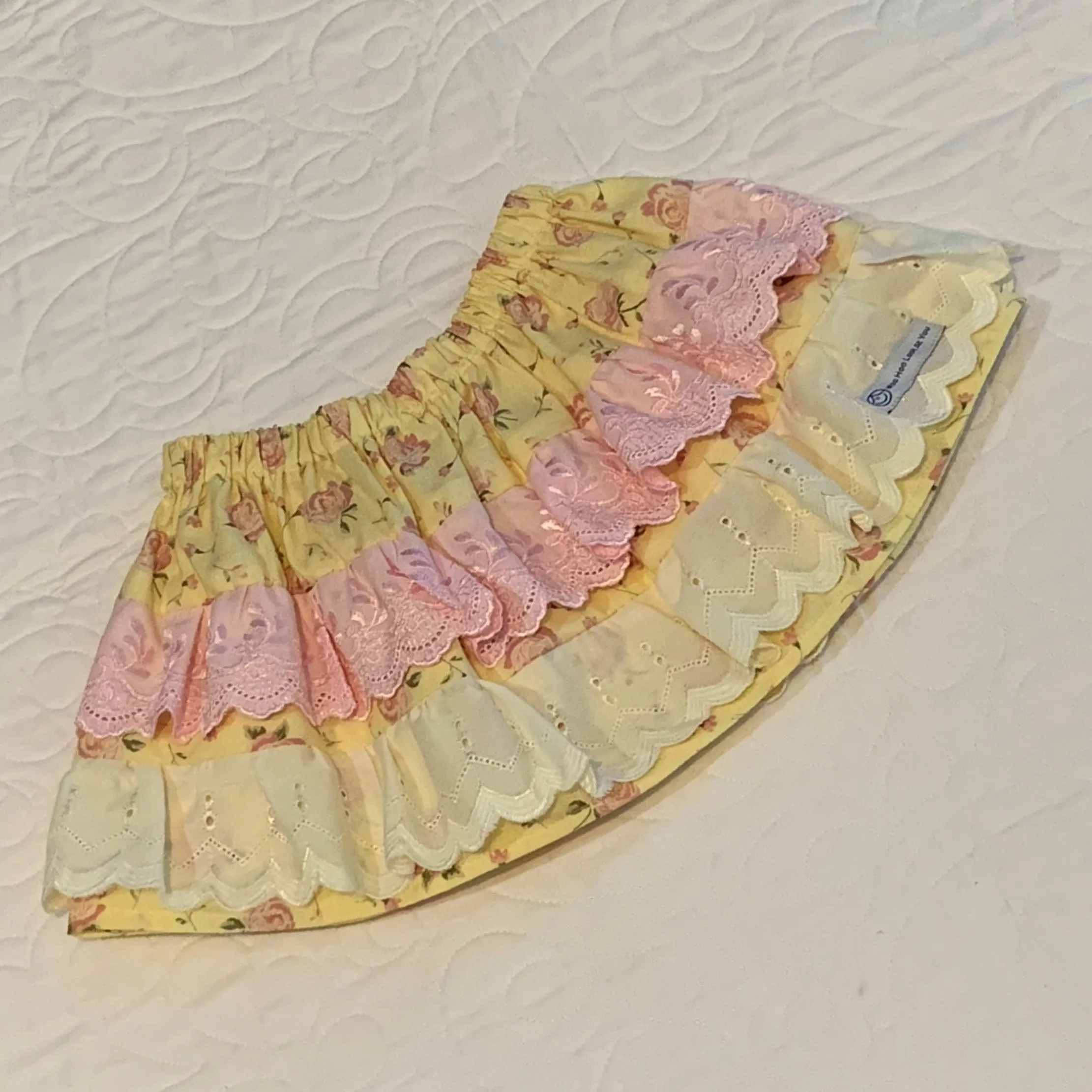 2 Piece Set - Skirt & Slip Ons - Cream with Pink and Yellow Flowers