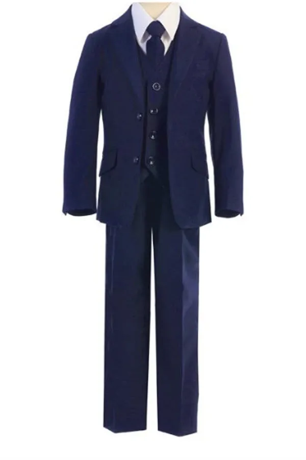 694 - Navy Slim Cut Boys 5pce Suit