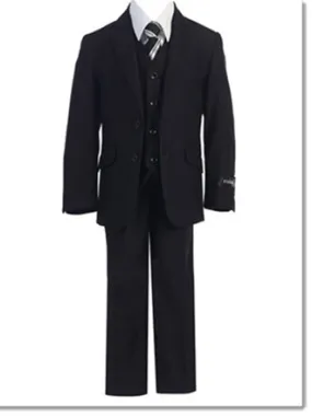 728 - Black Slim  & Husky Cut Boys 5pce Suit