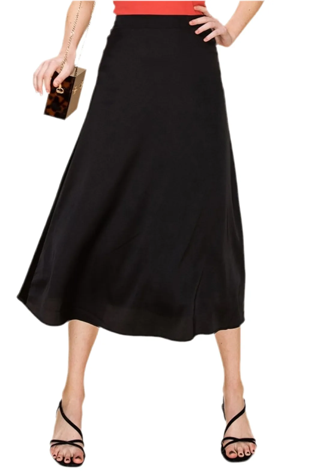 8586: SATIN MIDI SKIRT