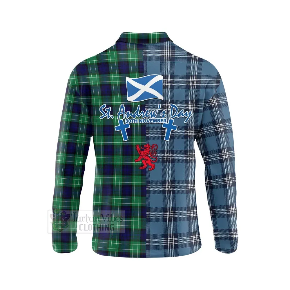 Abercrombie Tartan Long Sleeve Polo Shirt Happy St. Andrew's Day Half Tartan Style