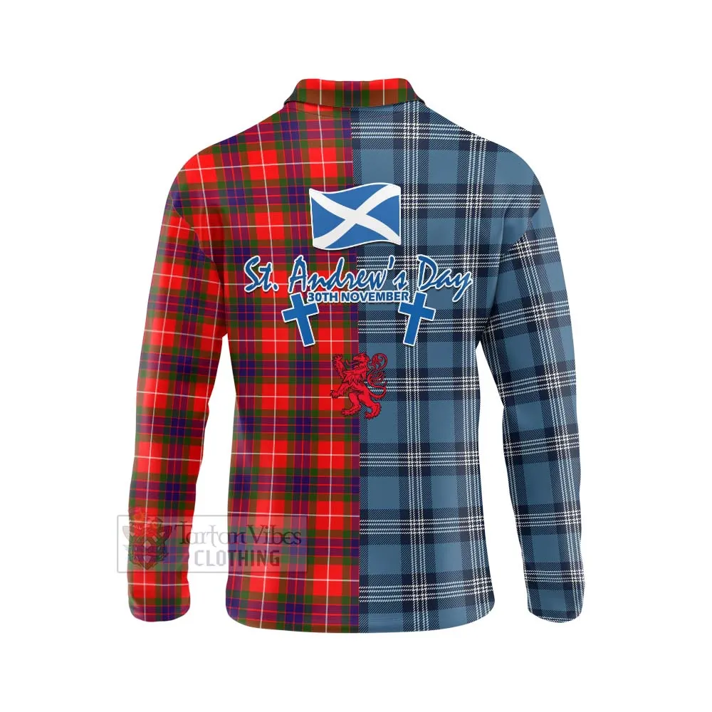 Abernethy Tartan Long Sleeve Polo Shirt Happy St. Andrew's Day Half Tartan Style