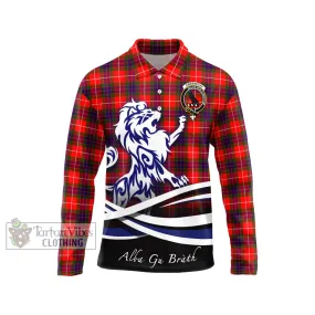 Abernethy Tartan Long Sleeve Polo Shirt with Alba Gu Brath Regal Lion Emblem