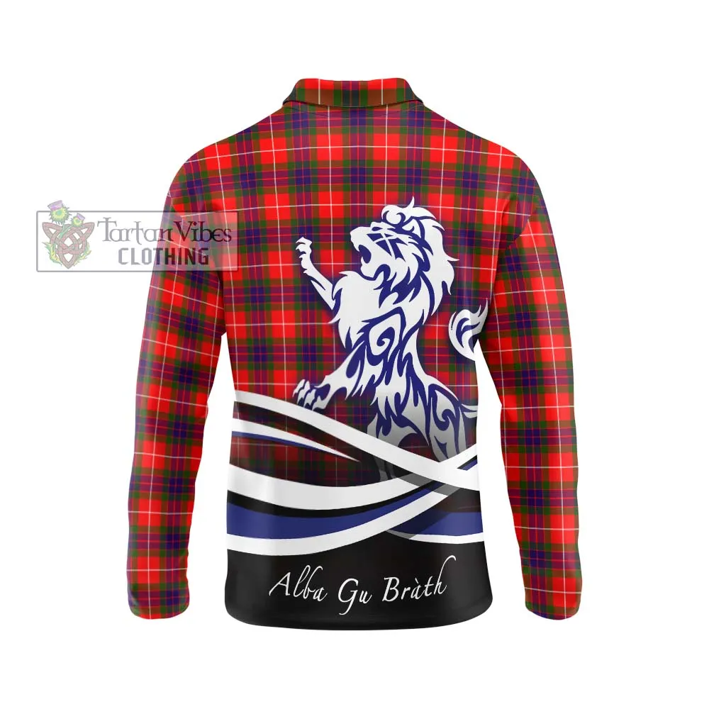 Abernethy Tartan Long Sleeve Polo Shirt with Alba Gu Brath Regal Lion Emblem