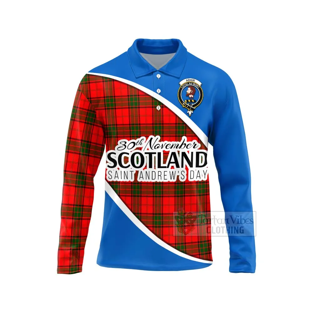 Adair Family Crest Tartan Long Sleeve Polo Shirt Celebrate Saint Andrew's Day in Style