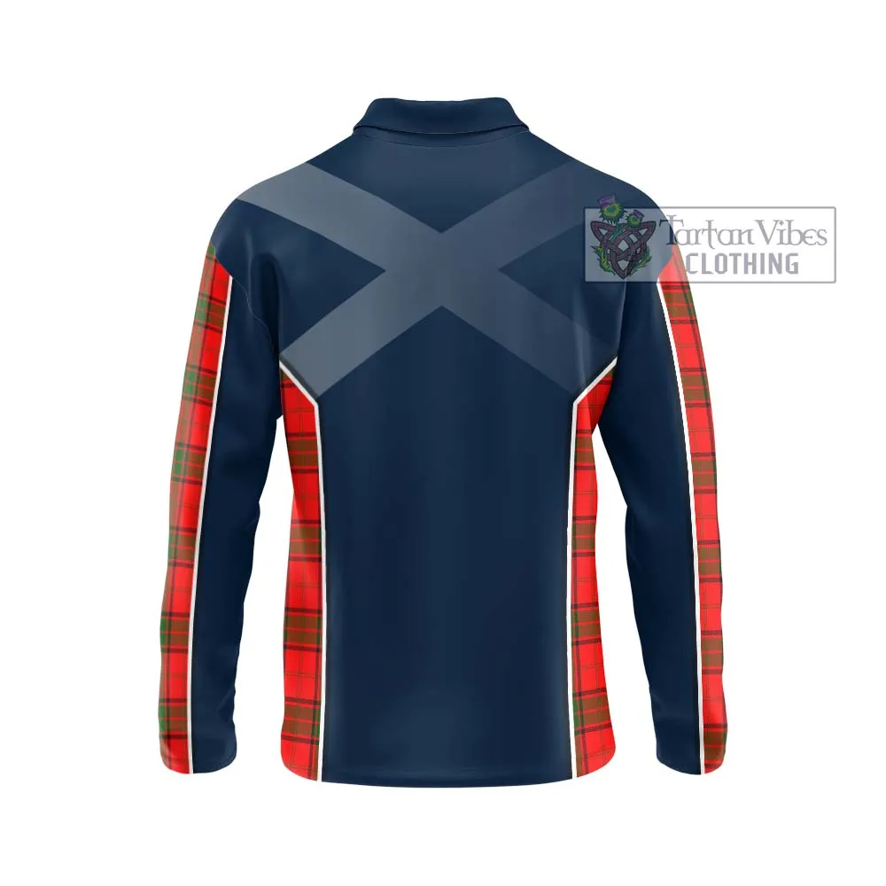 Adair Tartan Long Sleeve Polo Shirt with Family Crest and Lion Rampant Vibes Sport Style