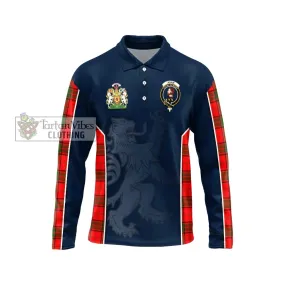 Adair Tartan Long Sleeve Polo Shirt with Family Crest and Lion Rampant Vibes Sport Style