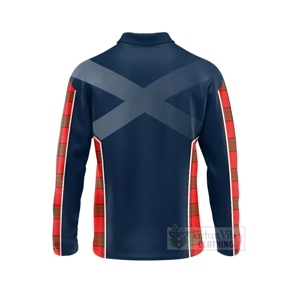 Adair Tartan Long Sleeve Polo Shirt with Family Crest and Scottish Thistle Vibes Sport Style