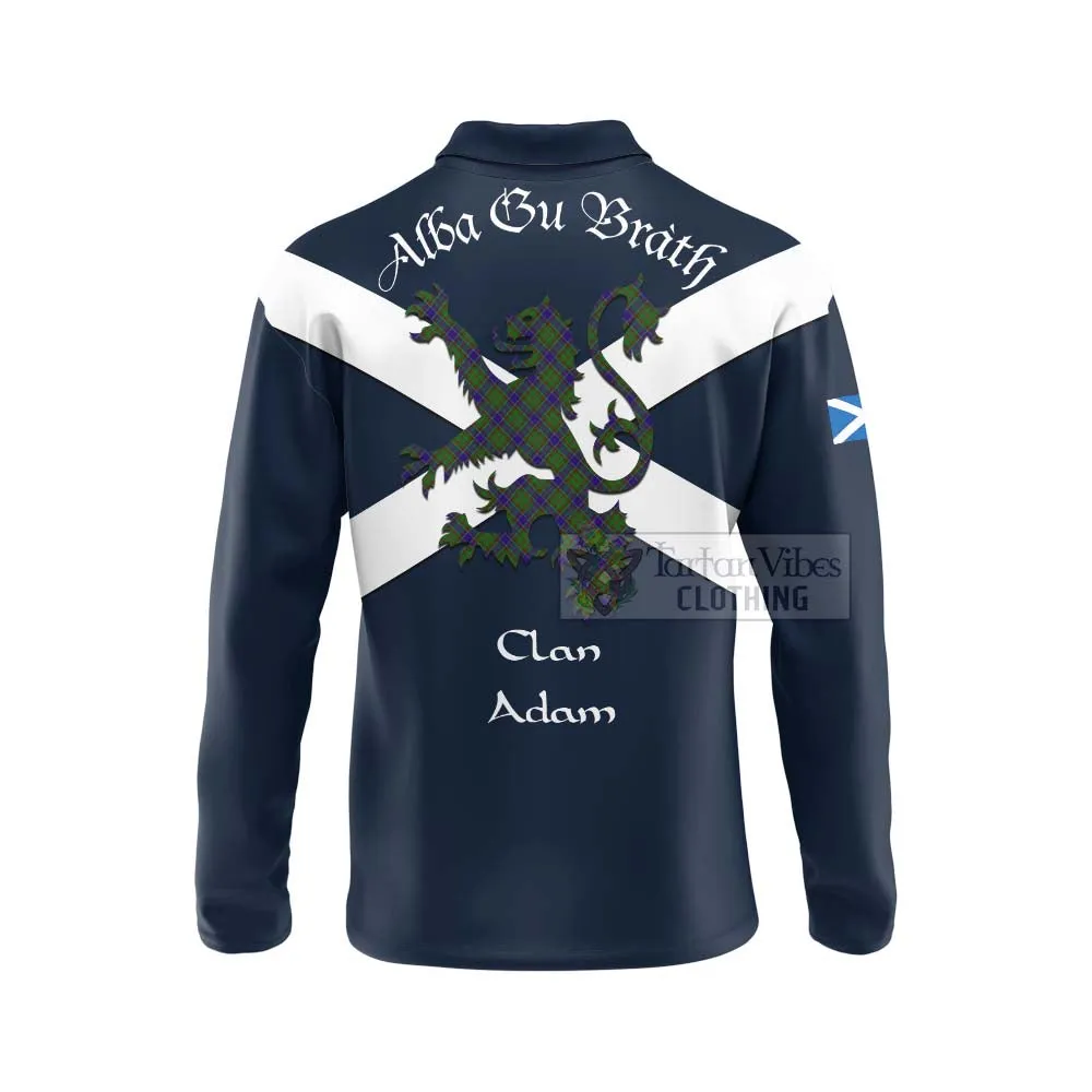 Adam Tartan Lion Rampant Long Sleeve Polo Shirt  Proudly Display Your Heritage with Alba Gu Brath and Clan Name