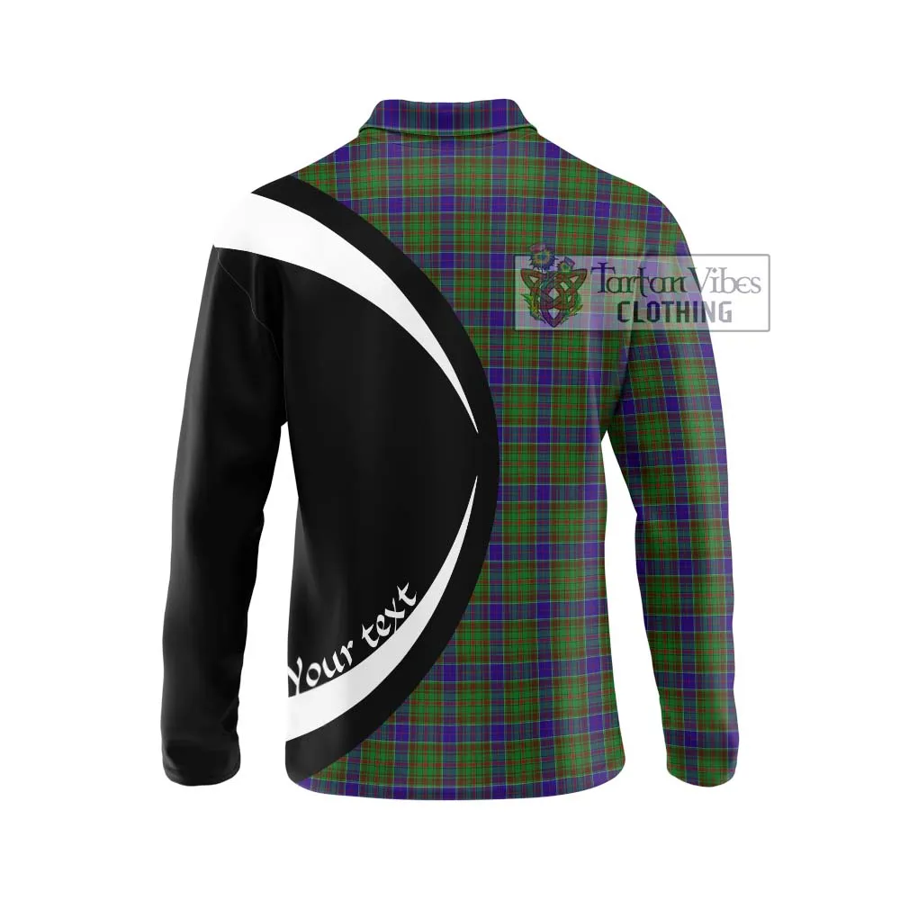 Adam Tartan Long Sleeve Polo Shirt with Family Crest Circle Style