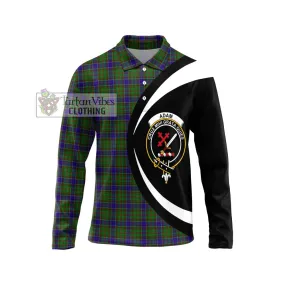 Adam Tartan Long Sleeve Polo Shirt with Family Crest Circle Style