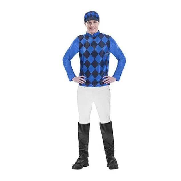 Adult Male Blue & Black Jockey Costume