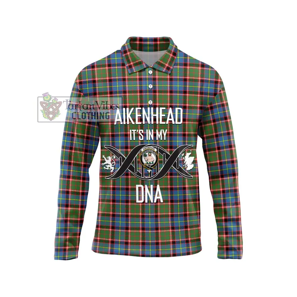 Aikenhead Tartan Long Sleeve Polo Shirt with Family Crest DNA In Me Style