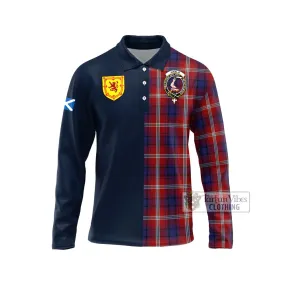 Ainslie Tartan Long Sleeve Polo Shirt Alba with Scottish Lion Royal Arm Half Style