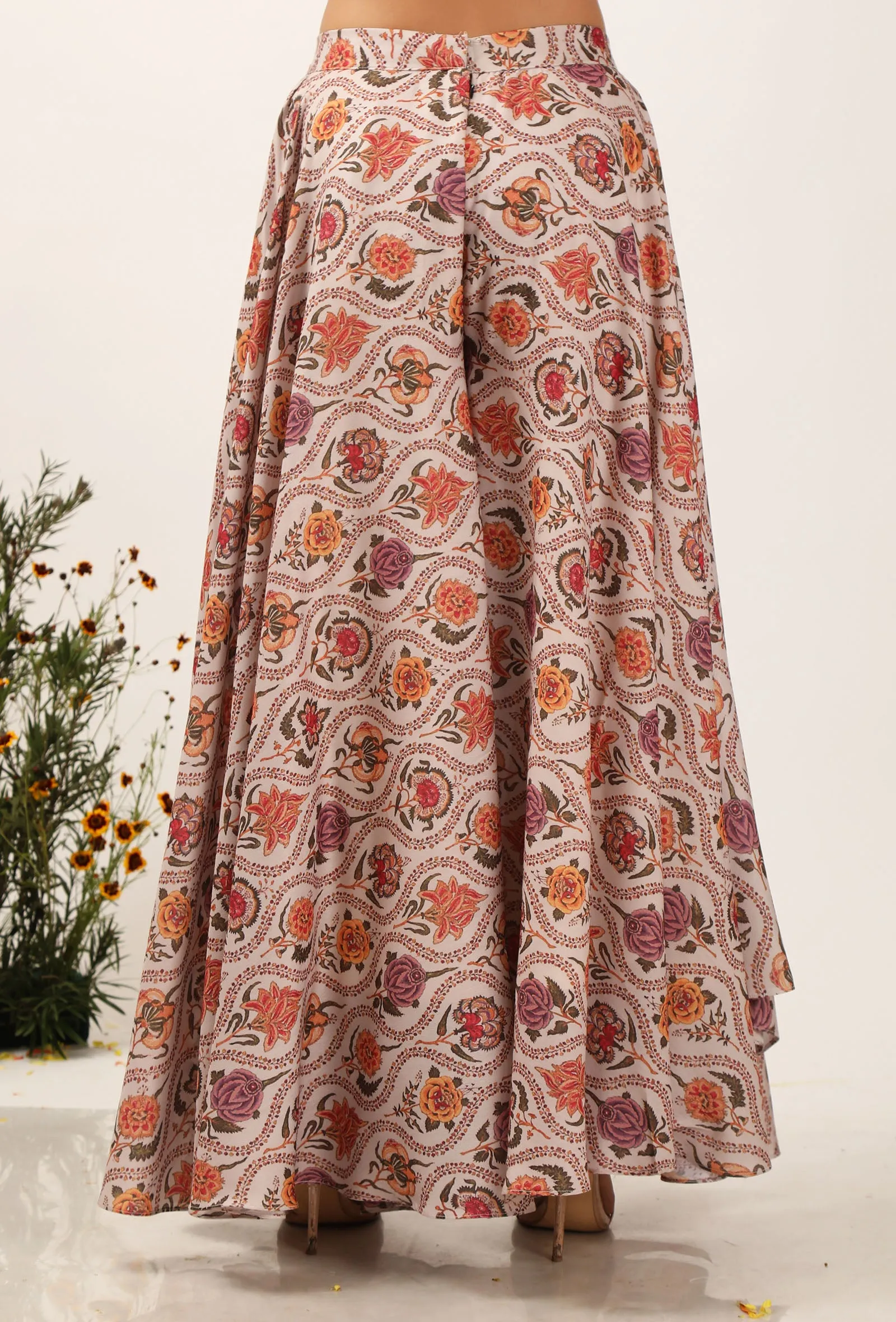 Airi Floral Chintz Assymetrical Flared Palazzo Pants