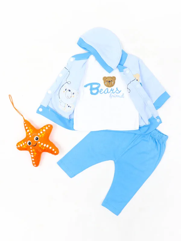 AJ Newborn Baba Suit 0Mth - 3Mth Bears Light Blue