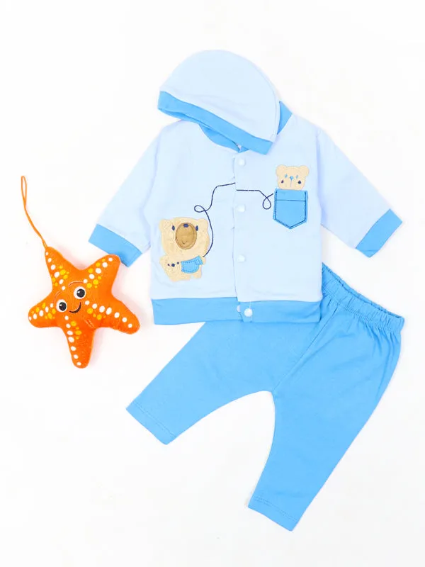 AJ Newborn Baba Suit 0Mth - 3Mth Bears Light Blue