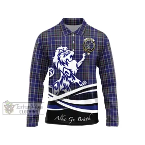 Alexander of Menstry Tartan Long Sleeve Polo Shirt with Alba Gu Brath Regal Lion Emblem