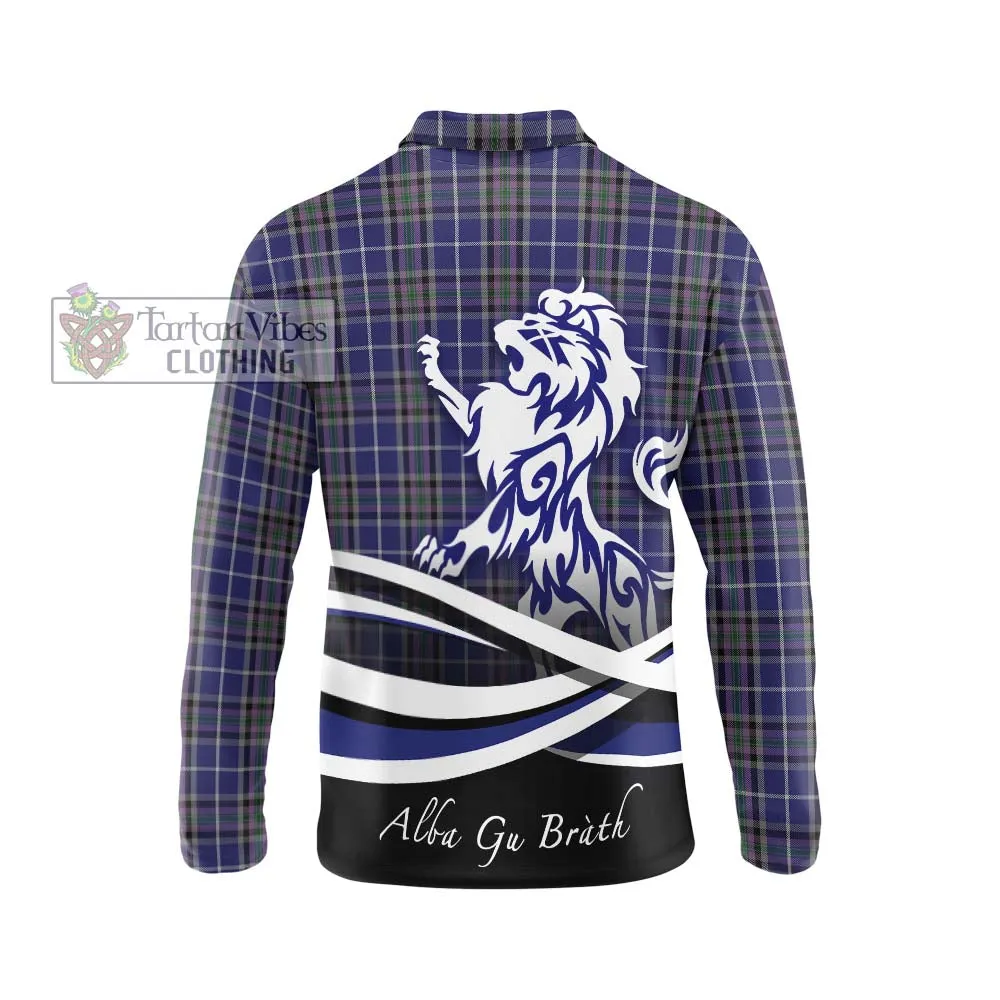 Alexander of Menstry Tartan Long Sleeve Polo Shirt with Alba Gu Brath Regal Lion Emblem