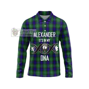 Alexander Tartan Long Sleeve Polo Shirt with Family Crest DNA In Me Style