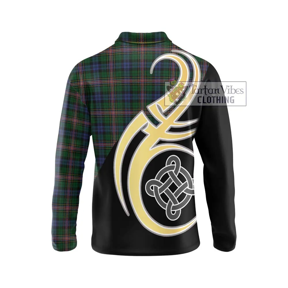 Allison Tartan Long Sleeve Polo Shirt with Family Crest and Celtic Symbol Style