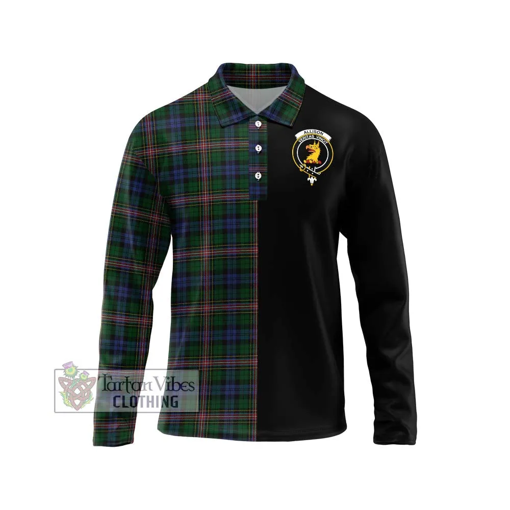 Allison Tartan Long Sleeve Polo Shirt with Family Crest and Half Of Me Style