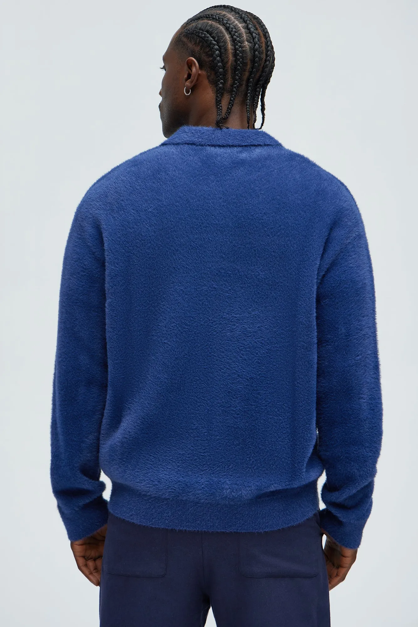 Amusing Sweater Knit Polo - Blue