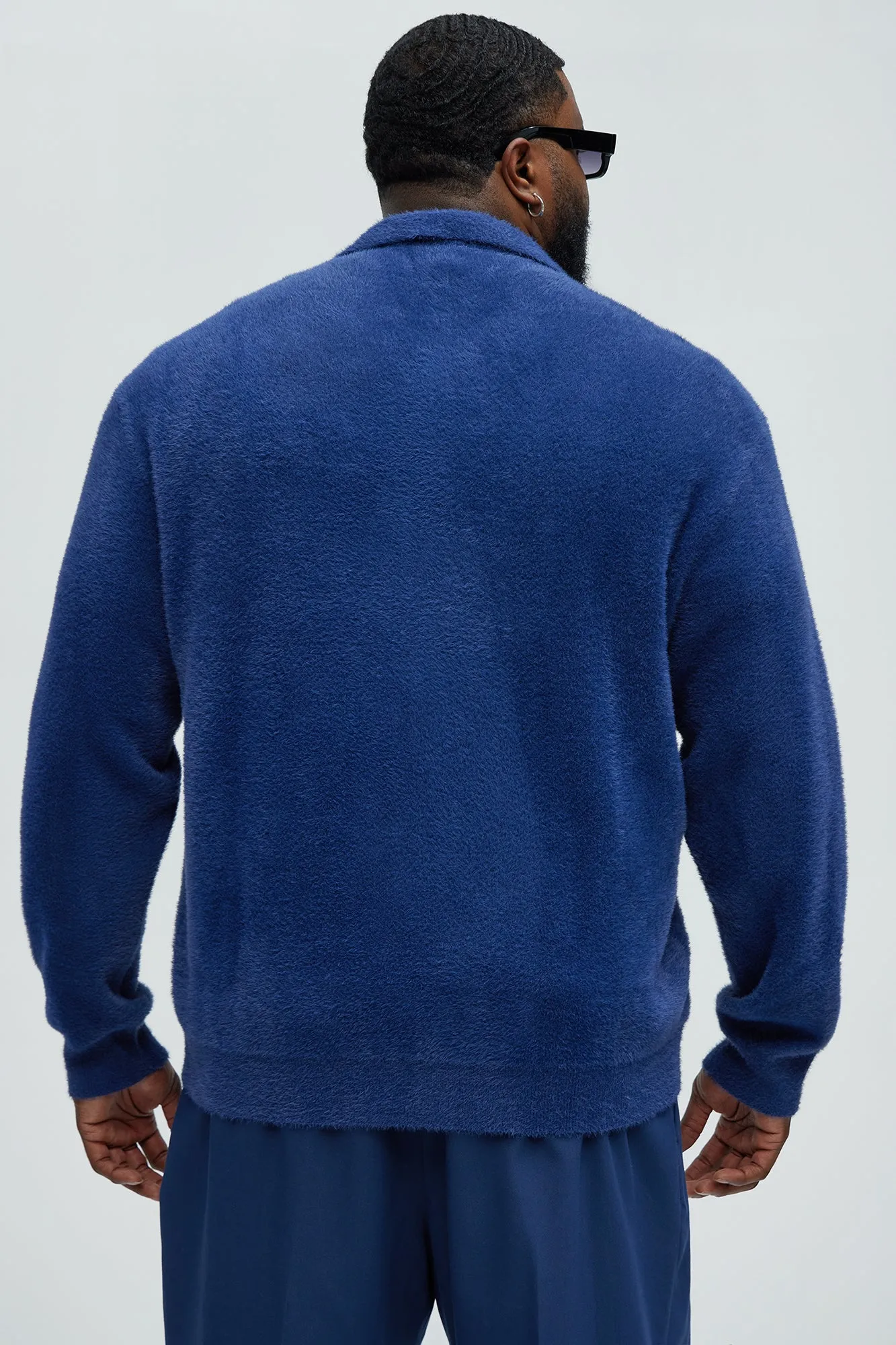 Amusing Sweater Knit Polo - Blue