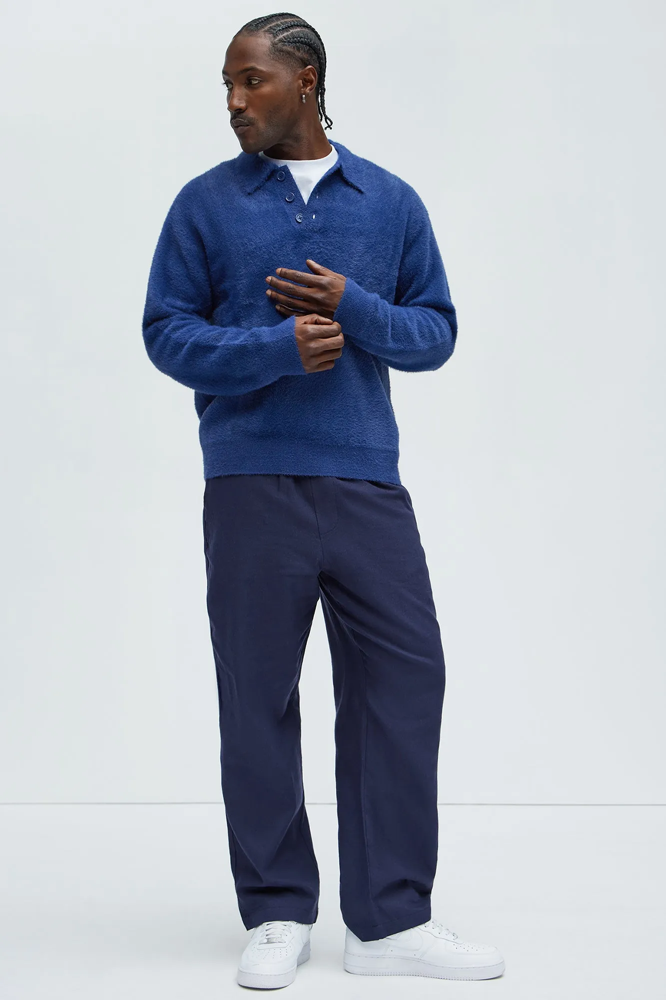 Amusing Sweater Knit Polo - Blue