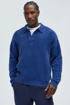 Amusing Sweater Knit Polo - Blue