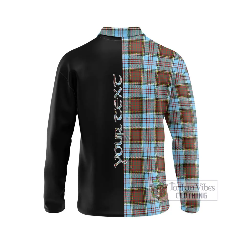 Anderson Ancient Tartan Long Sleeve Polo Shirt with Family Crest and Half Of Me Style