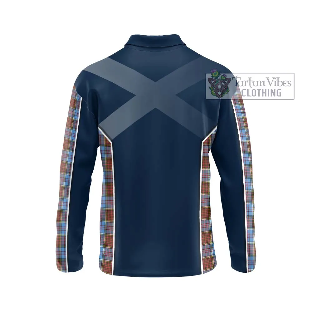 Anderson Modern Tartan Long Sleeve Polo Shirt with Family Crest and Lion Rampant Vibes Sport Style