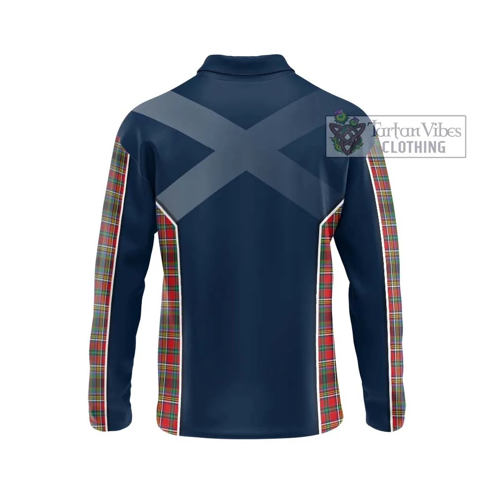 Anderson of Arbrake Tartan Long Sleeve Polo Shirt with Family Crest and Lion Rampant Vibes Sport Style