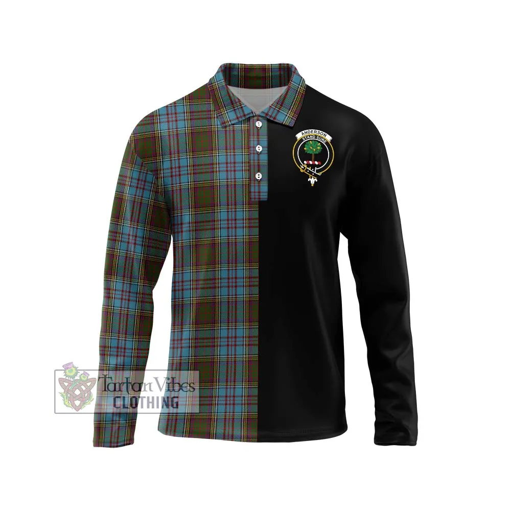 Anderson Tartan Long Sleeve Polo Shirt with Family Crest and Half Of Me Style