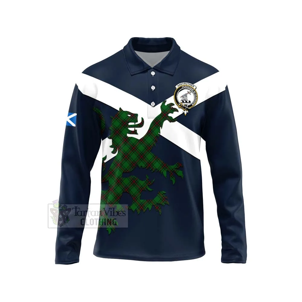 Anstruther Tartan Lion Rampant Long Sleeve Polo Shirt  Proudly Display Your Heritage with Alba Gu Brath and Clan Name