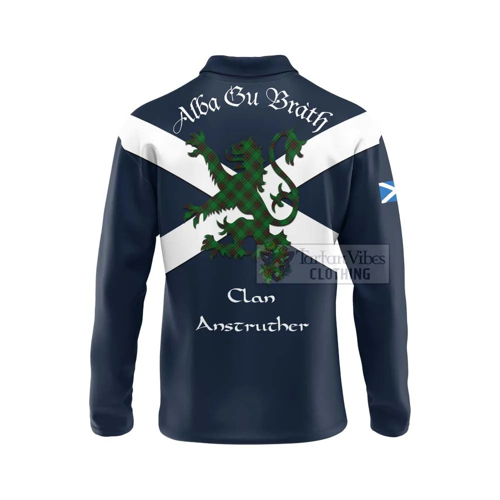 Anstruther Tartan Lion Rampant Long Sleeve Polo Shirt  Proudly Display Your Heritage with Alba Gu Brath and Clan Name