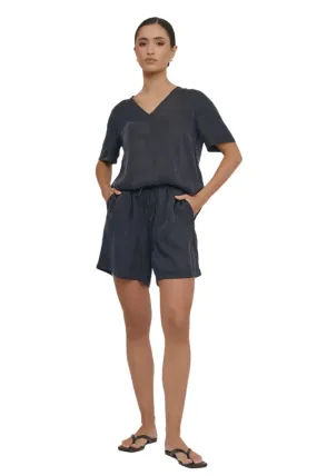 April Cupro Drawstring Short Navy