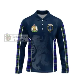 Arbuthnot Modern Tartan Long Sleeve Polo Shirt with Family Crest and Lion Rampant Vibes Sport Style