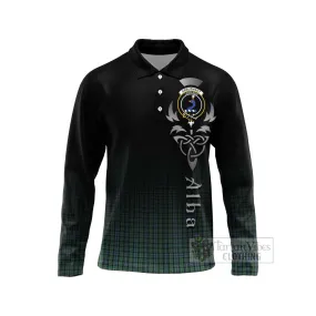 Arbuthnot Tartan Long Sleeve Polo Shirt Featuring Alba Gu Brath Family Crest Celtic Inspired