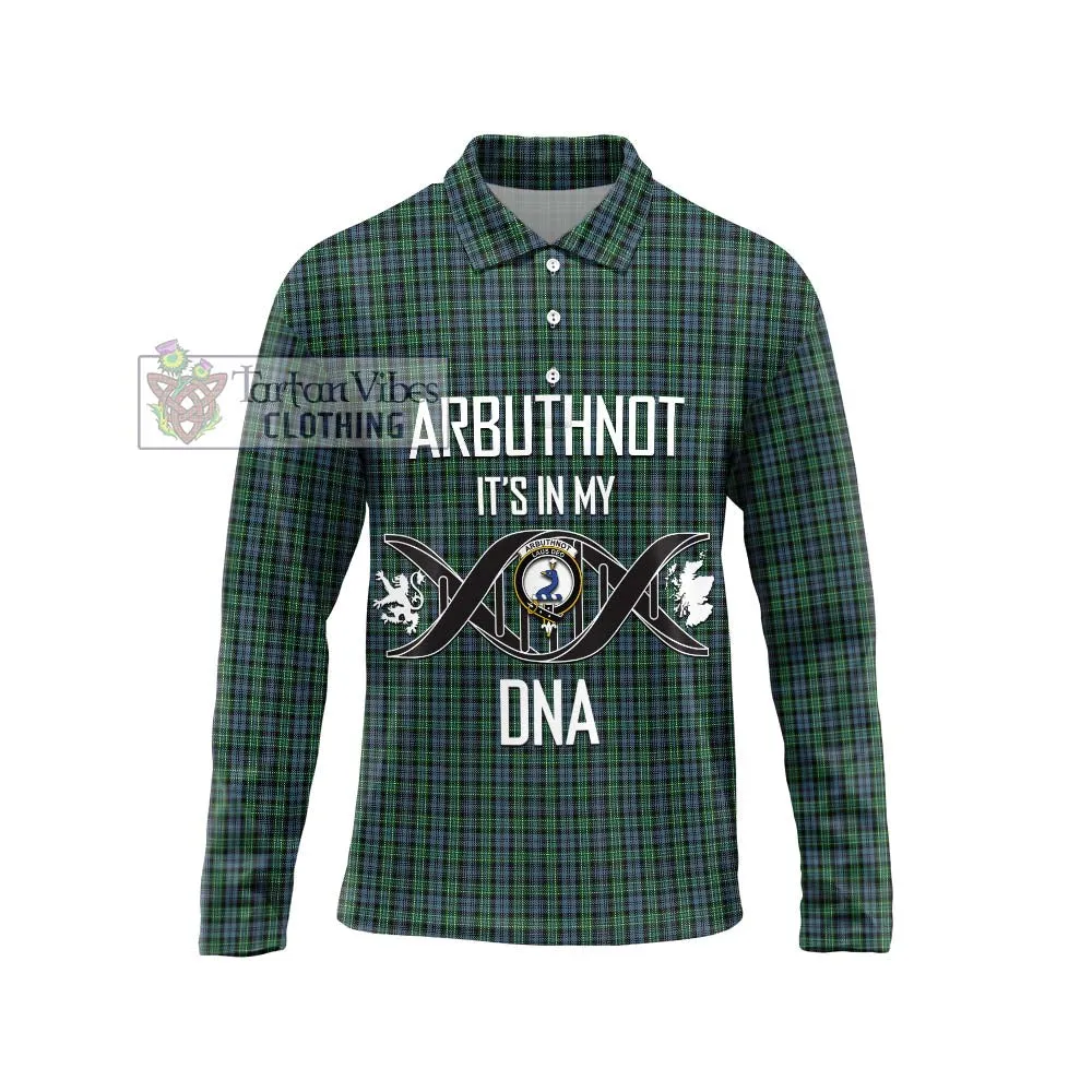 Arbuthnot Tartan Long Sleeve Polo Shirt with Family Crest DNA In Me Style