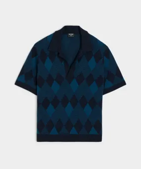 Argyle Relaxed Montauk Polo in Dark Peacock