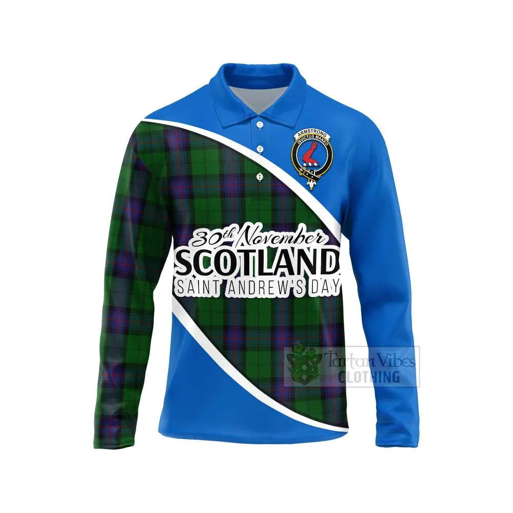 Armstrong Family Crest Tartan Long Sleeve Polo Shirt Celebrate Saint Andrew's Day in Style