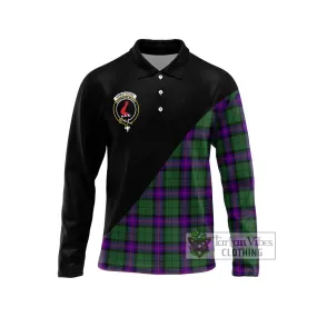 Armstrong Modern Tartan Long Sleeve Polo Shirt with Family Crest and Military Logo Style