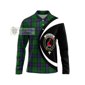 Armstrong Tartan Long Sleeve Polo Shirt with Family Crest Circle Style