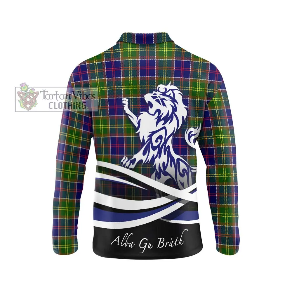 Arnott Tartan Long Sleeve Polo Shirt with Alba Gu Brath Regal Lion Emblem