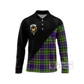 Arnott Tartan Long Sleeve Polo Shirt with Family Crest and Military Logo Style